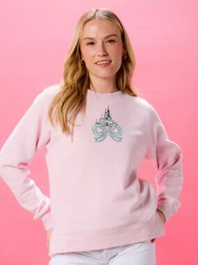 Disney Pink Cinderella Castle Bow Pullover Sweatshirt for Women